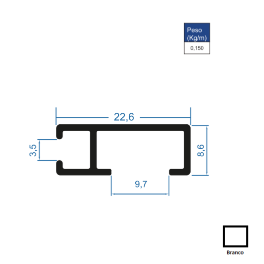 Trilho Hospitalar Branco - 6m - AC1042