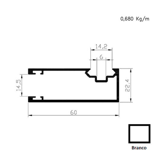 Guia Lateral com Encaixe Clip x Branco (60) - AC5298 - 6,00m