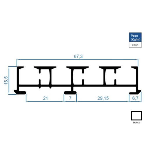 Trilho de Alumínio 4 Vias Branco - AC452