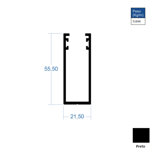 Guia Lateral Larga 6cm Preto - AC191 - 6,00m