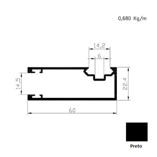 Guia Lateral com Encaixe Clip x Preto (60) - AC5298