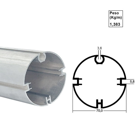 Tubo de 70mm - 6m - AC239