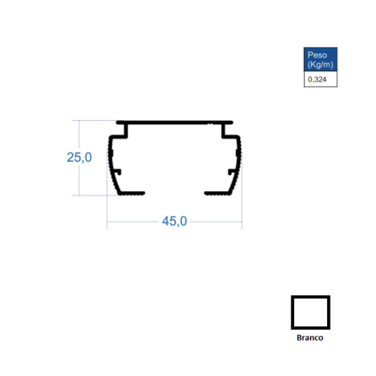 Trilho para Persiana Vertical Branco - AC204 - 6,00m