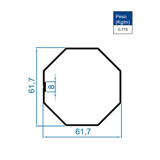 Tubo Octogonal 60 - 6m - AC423
