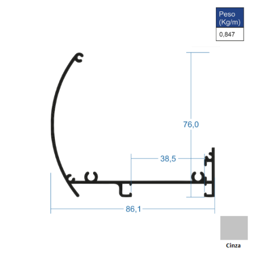 Bandô para Rolo Cinza - AC248 - 6,00m