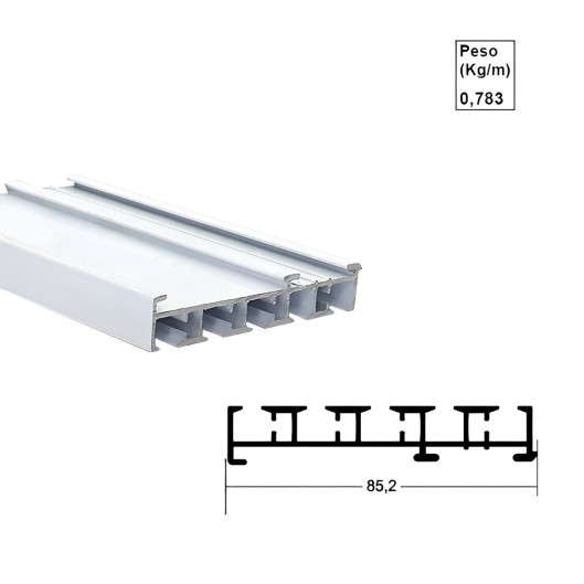 Trilho de Alumínio 5 Vias Branco - AC195