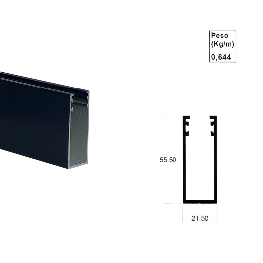 Guia Lateral Larga 6cm Preto - AC191 - 6,00m