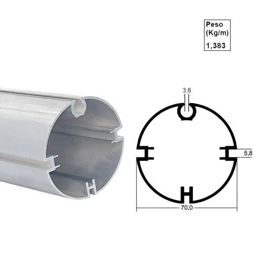 Tubo de 70mm - 6m - AC239