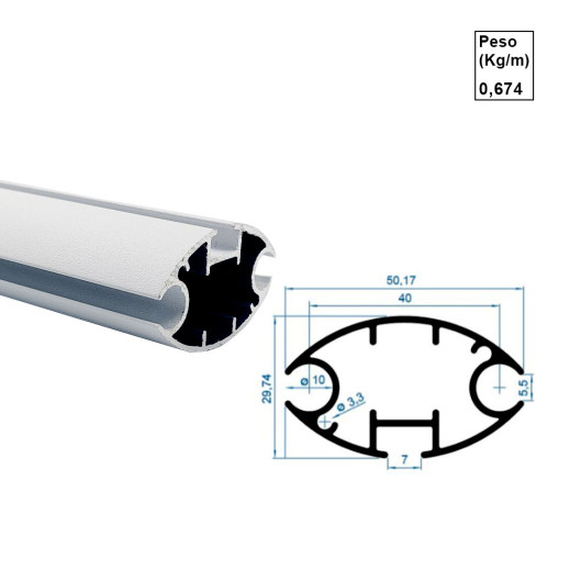 Barra Frontal Oval - Branco - AC507 - 6,00m 