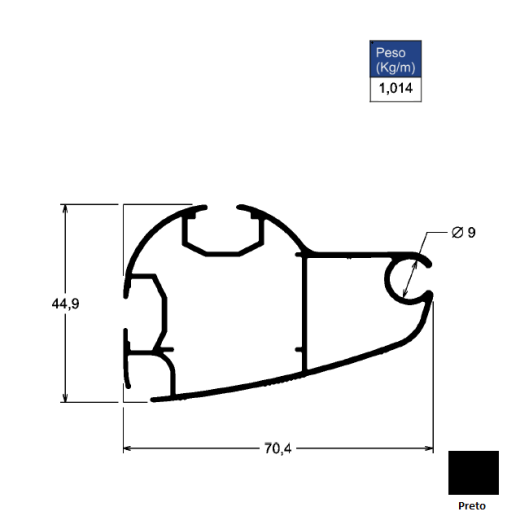 Barra Frontal 270 Toldo - Preto - AC294 - 6,00m