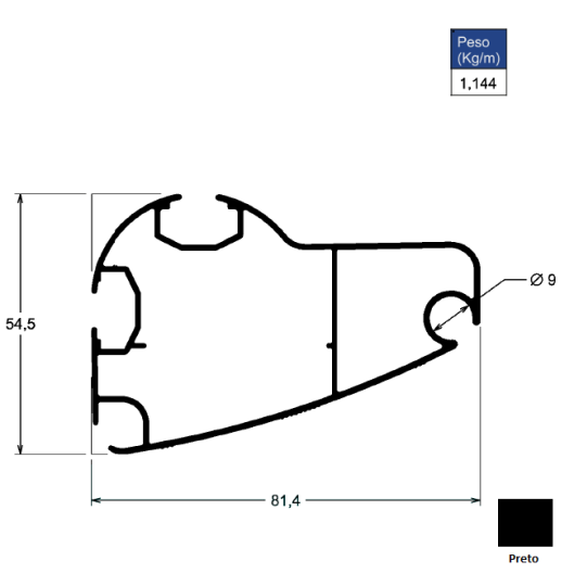 Barra Frontal 280 Toldo - Preto - AC292 - 6,00m